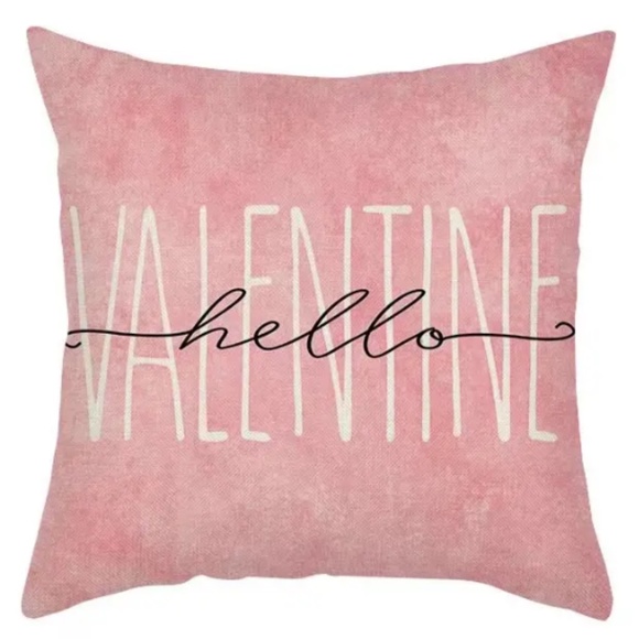 Other - NEW HELLO VALENTINE PINK PILLOW COVER VALENTINE'S DAY LOVE DECOR POLYESTER 17.7"